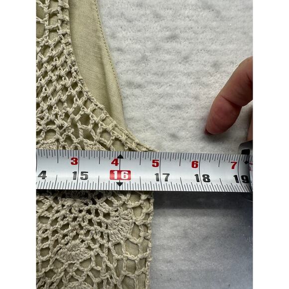 Cali Cali 100% Linen Lined Women Sleeveless‎ Midi Dress Boho Tan - Picture 8 of 10